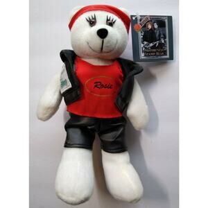 Motorcycle Leather Rosie White Bear Stamp Plush Toy Doll Tags & Hanger 2003 Gift